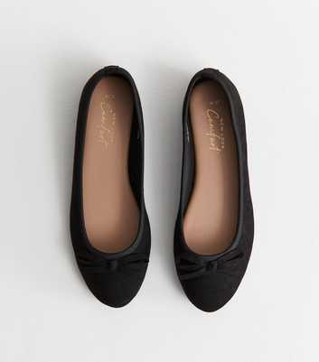 Black Faux Suede Ballet Pumps
