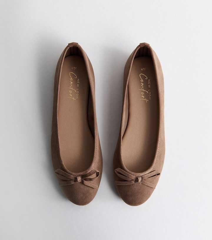 Light Brown Faux Suede Ballet Pumps