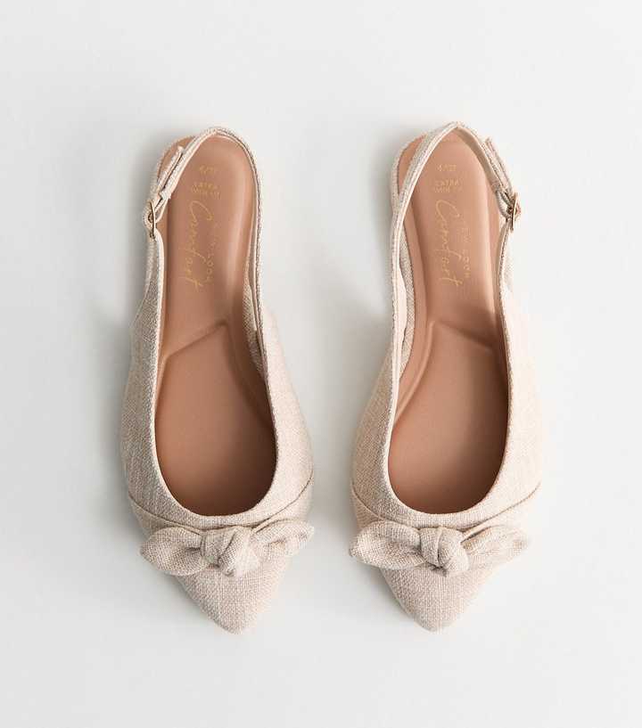 Extra Wide Fit Off White Pointed Slingback Flats