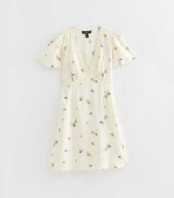 Petite Cream Ditsy Floral Lace Trim Mini Dress