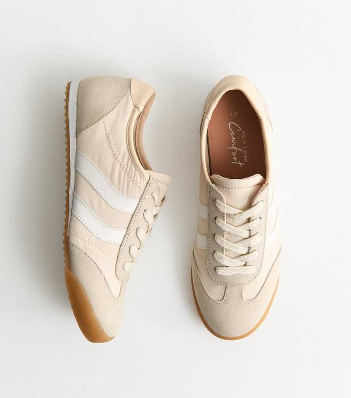 Off White Woven Side Stripe Gum Sole Trainers