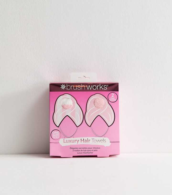 Brushworks Pack Of 2 Pink Striped Hair Turbans