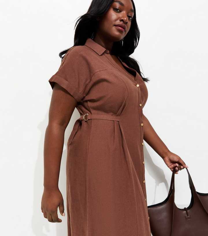 dark brown cotton dress Miranda Midi Drop Waist Cotton Dress - Brown | Occasion Dress in Sizes  XXS–6X