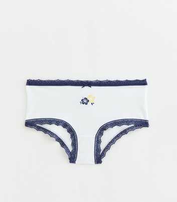 Girls White Lace Trimmed Short Briefs