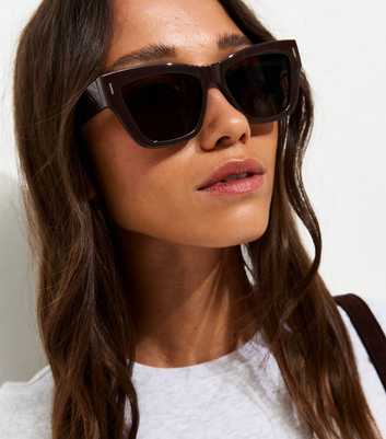 Brown Chunky D Frame Sunglasses