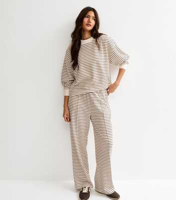 Premium Brown Stripe Pressed Crease Straight Leg Joggers