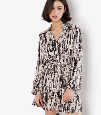 Apricot Stone Tie Dye Print Mini Shirt Dress
