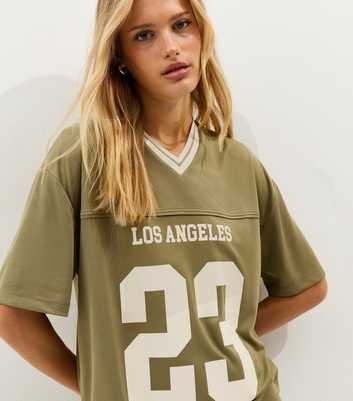 Dark Khaki LA Logo Football Top