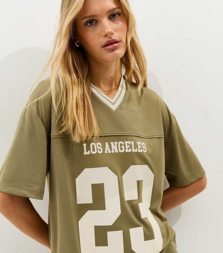 Dark Khaki LA Logo Football Top