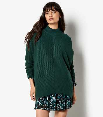 Apricot Dark Green Chevron Knit High Neck Jumper
