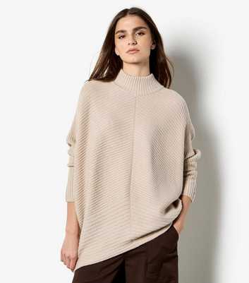 Apricot Stone Chevron Knit High Neck Jumper