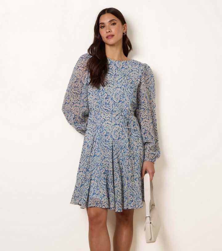 Blue Vanilla Blue Self Tie Godet Dress
