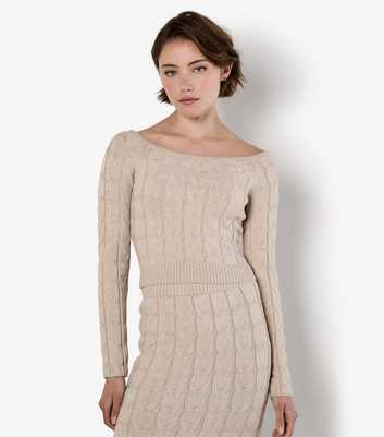 Apricot Stone Cable Knit Cropped Jumper