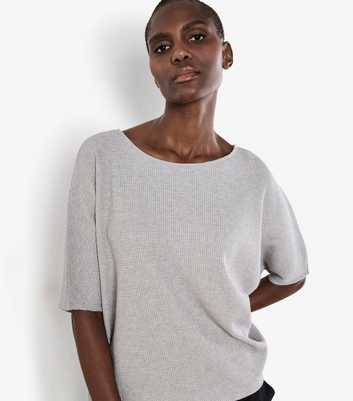 Apricot Grey Sparkle Waffle Texture Top