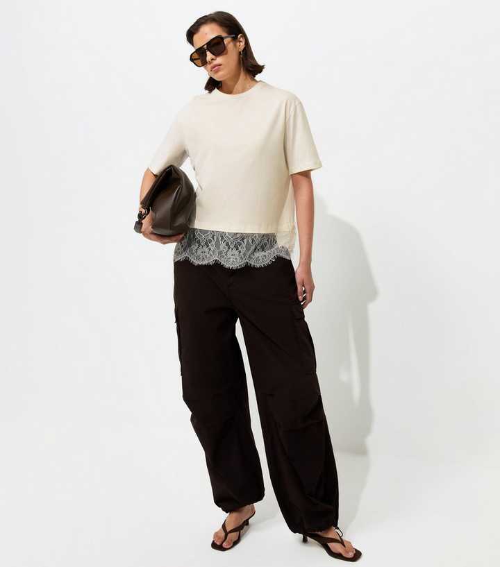 White Lace Hem Boxy T-Shirt