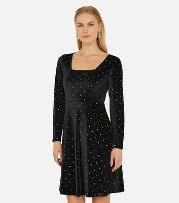 Yumi Black Polka Dot A-line Mini Dress