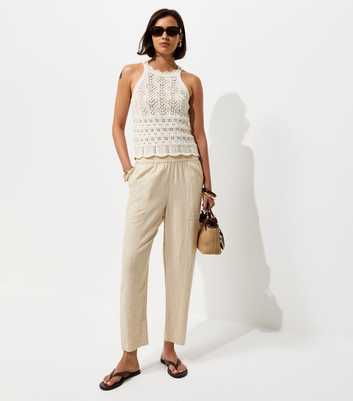 Stone With Linen Tapered Trousers
