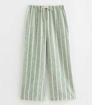 Petite Green Striped Wide Leg Trousers