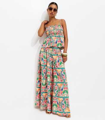 Multicolour Parrot Palazzo Trousers