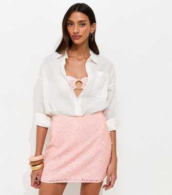 Pink Sequinned Mini Skirt