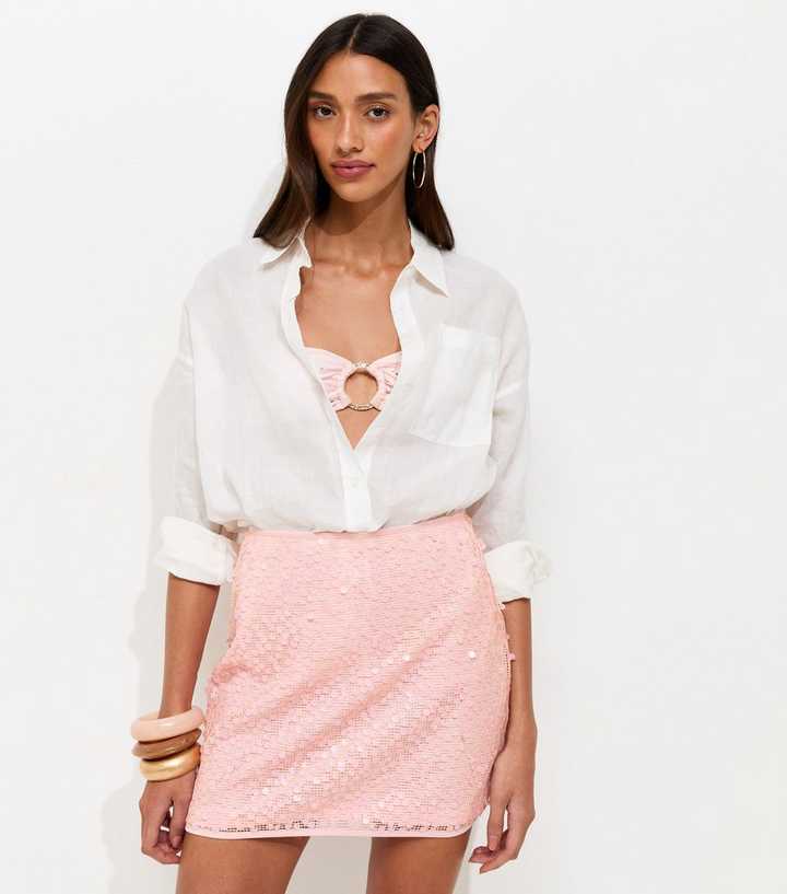 Pink Sequinned Mini Skirt