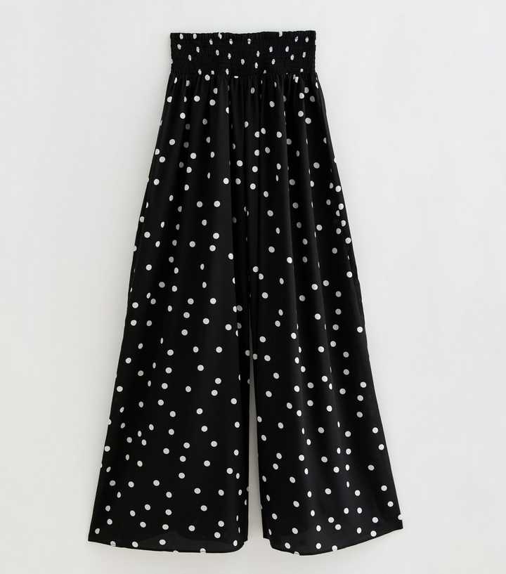 Tall Black Crepe Polka Dot Palazzo