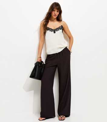 Tall Black Drawstring Wide Leg Trousers