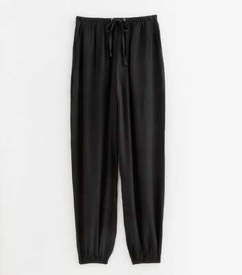 Tall Black Drawstring Cuffed Trousers