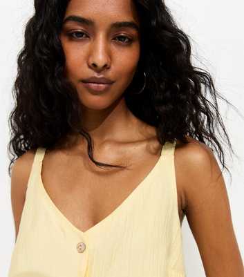 Light Yellow Button Front V-Neck Cami Top