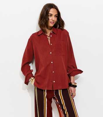 Dark Red Cotton Oversized Shirt