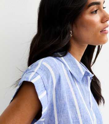 Blue Striped Tie Front Shirt