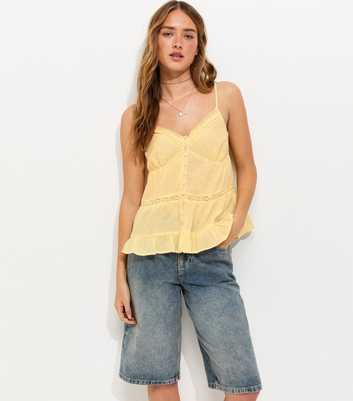 Yellow Lace Trimmed Longline Cami Top