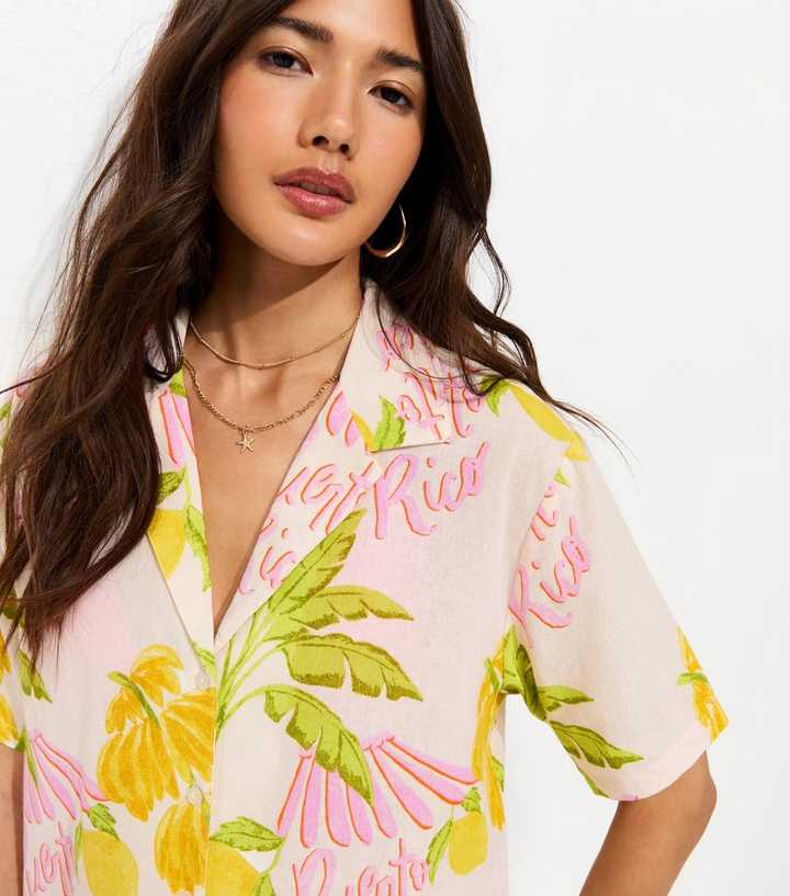Cream Cotton Palm Resort Shirt
