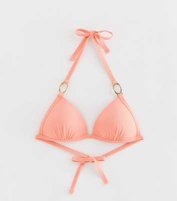 Coral Popcorn Triangle Bikini Top