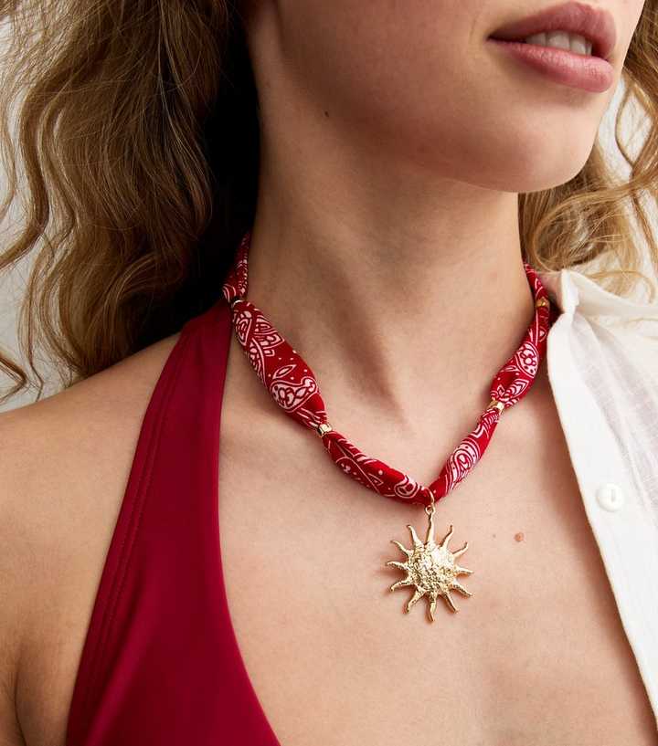 Red Sunshine Pendant Necklace