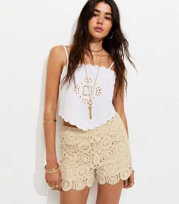 Stone Crochet Knit Shorts