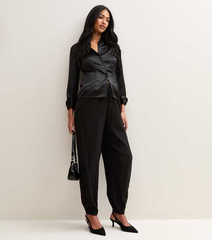 Maternity Black Drawstring Cuffed Trousers