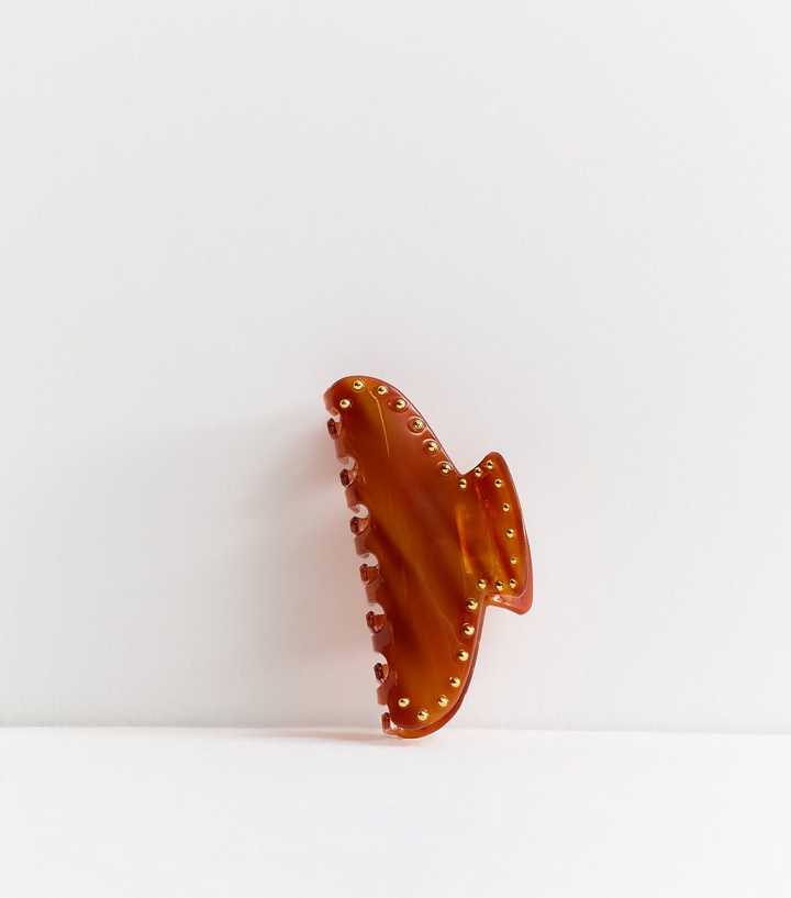 Brown Studded Hair Claw Clip