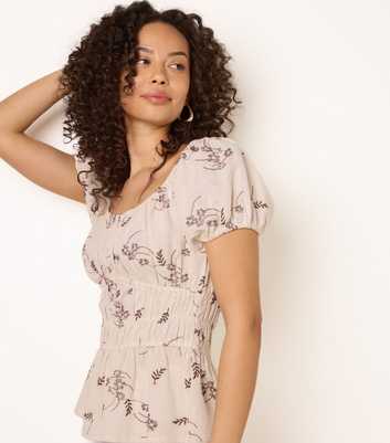 Blue Vanilla Stone Floral Embroidered Peplum Blouse