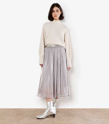 Apricot Silver Shimmery Diamante Studded Midi Skirt