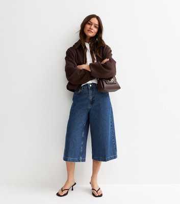 Petite Dark Blue Denim Culottes