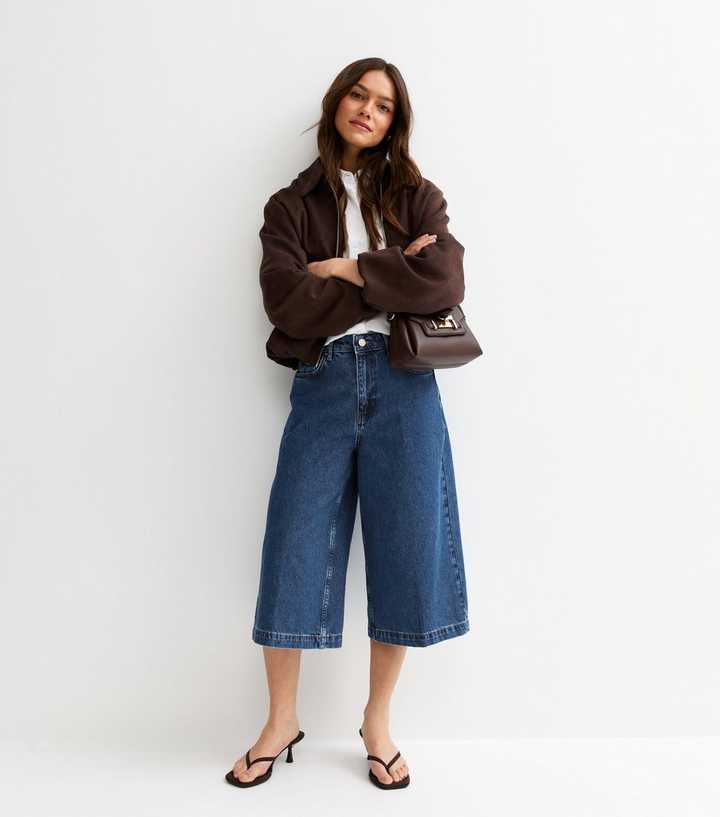Petite Dark Blue Denim Culottes