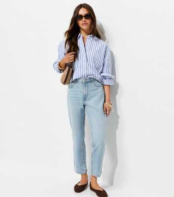 Petite Mid Blue Hannah Straight Leg Jeans