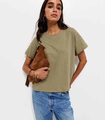 Premium Light Khaki Linen Rich Dip Back T-Shirt