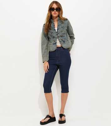 Indigo Wash Denim Capri Trousers