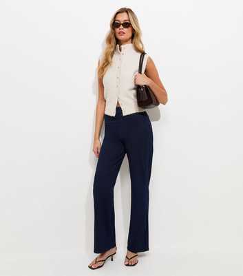 Tall Blue With Cotton Jersey Wide Leg Jeans