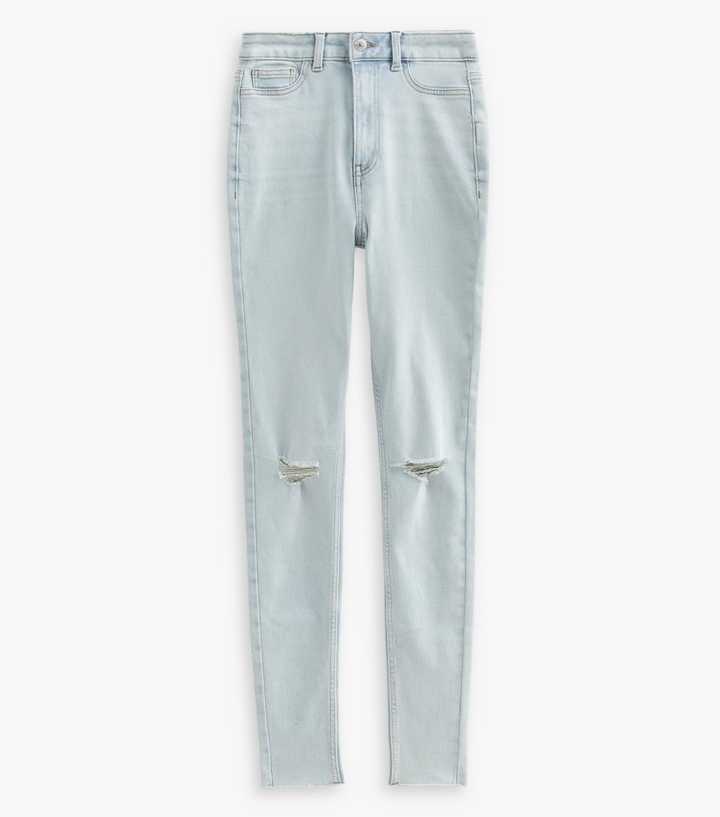 Tall Light Blue Ripped Knee Hallie Stretch Skinny Jeans