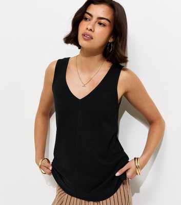 Premium Black Linen Rich V Neck Vest