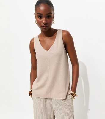 Premium Stone Linen Rich V Neck Vest