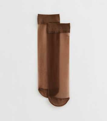 Brown Sheer Ankle Socks